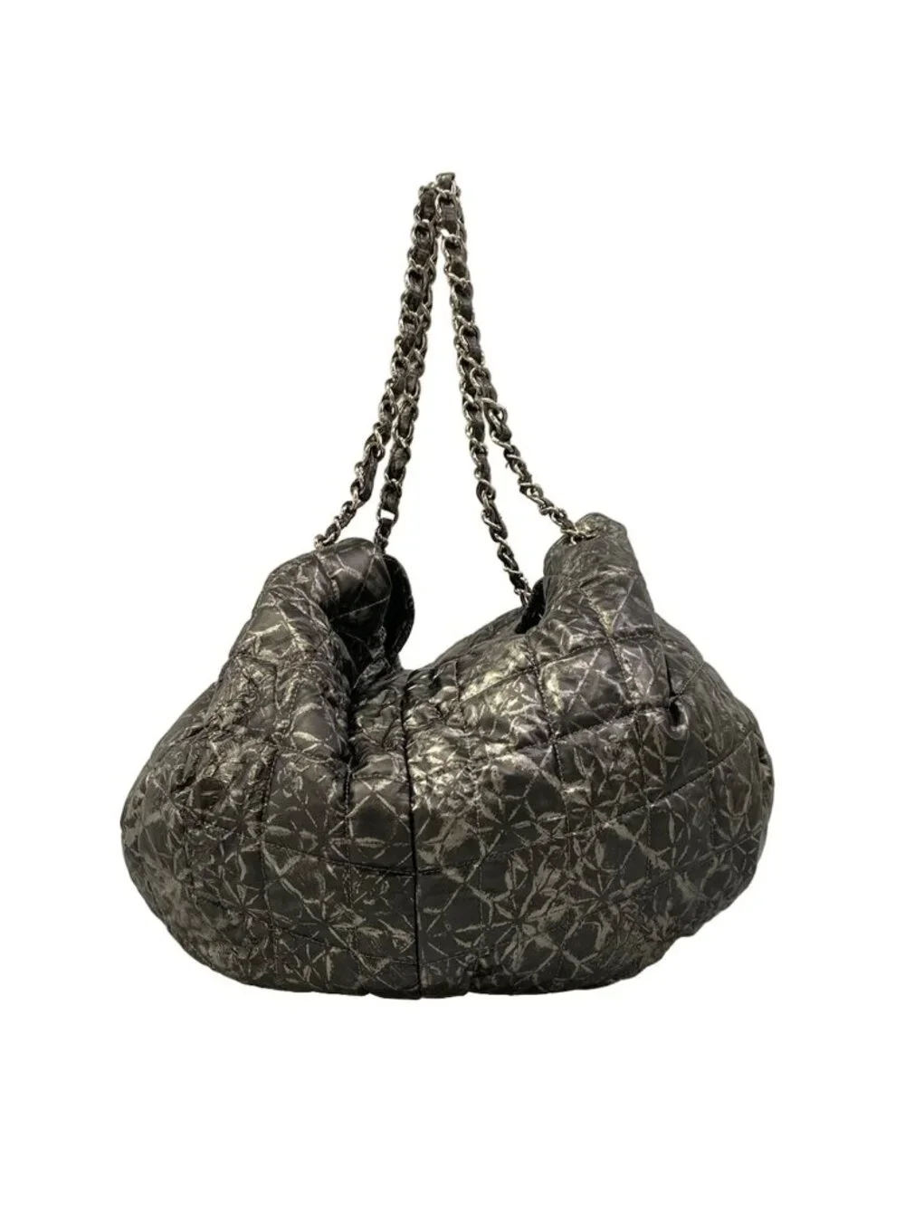 Chanel Tote Melrose Cabas Black Silver Chain